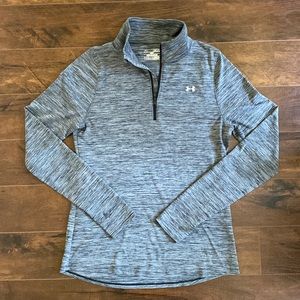 Under Armour - Heat Gear Long Sleeve Quarter Zip - Loose Fit - Grey - M